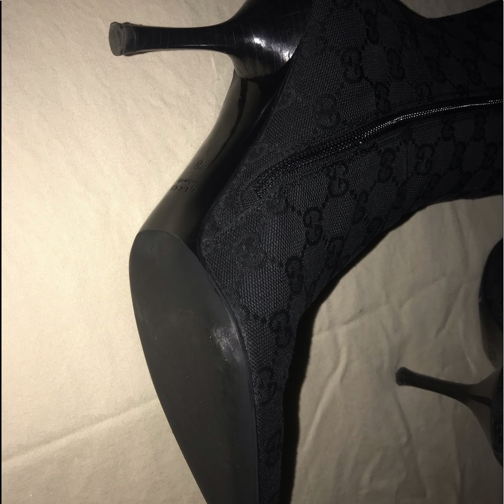 Gucci Women’s GG Monogram Canvas Leather Boots - Picture 6 of 8